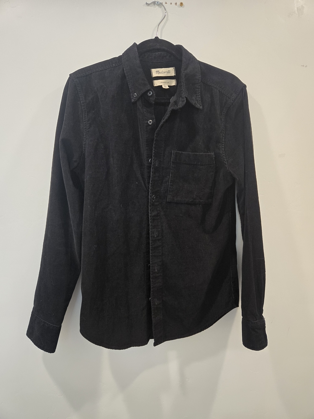 Madewell Black Corduroy Long-Sleeve Button Up Shirt